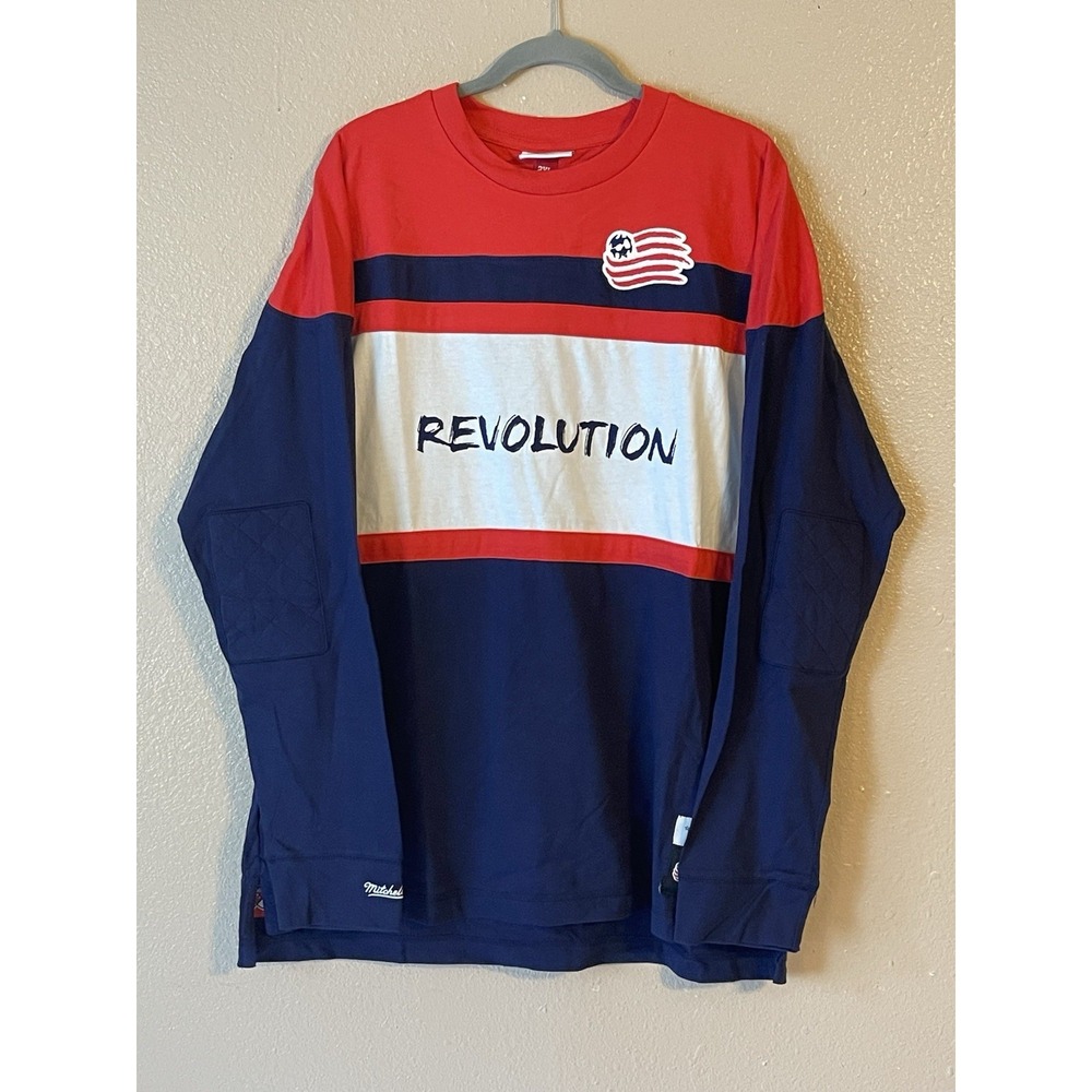 Men's‎ 2XL NWOT New England Revolution Mitchell & Ness Long Sleeve Shirt Navy